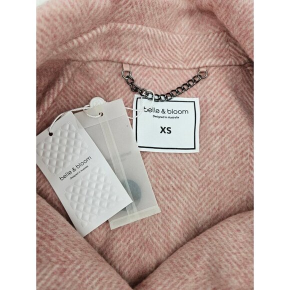 New Belle & Bloom Im Yours Wool Blend Peacoat Womens XS Blush Cropped Jacket - Picture 6 of 9